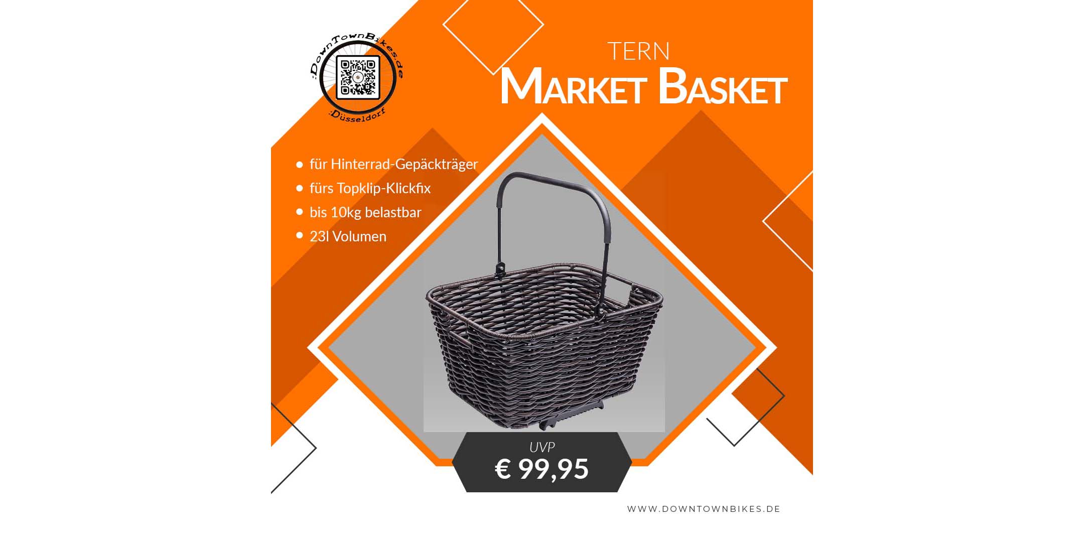 TERN HR-Korb Market Basket Volumen 23 l – Zuladung 10kg – 99,95 Euro