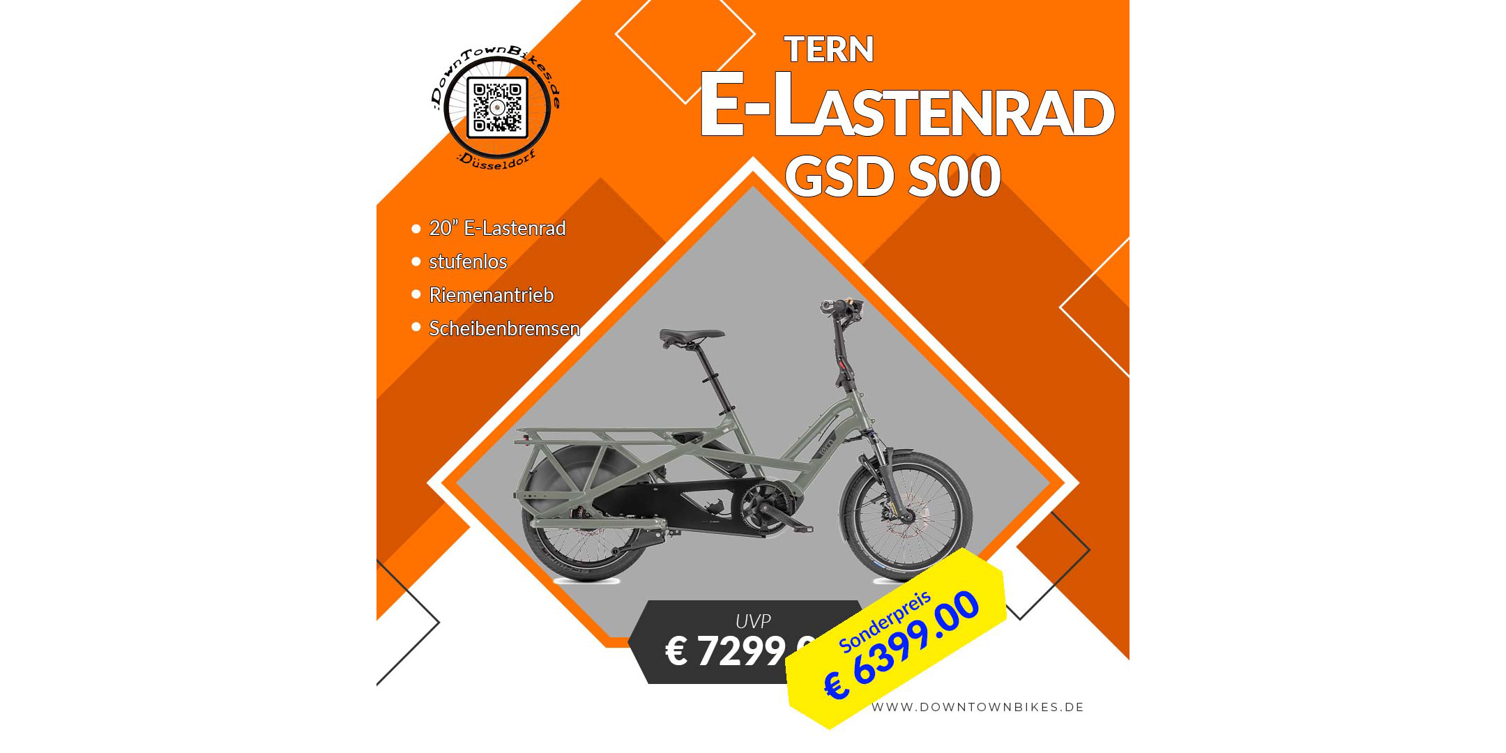 E-Bike Lastenrad Tern GSD S00 20″ dark sage stufenlos mit Riemenantrieb