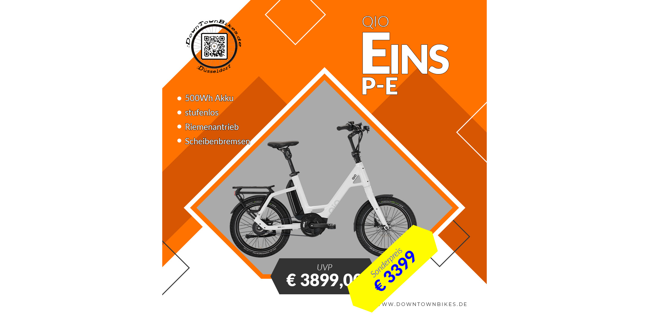 E-Bike Kompaktrad QiO Eins P-E weiß – 20″