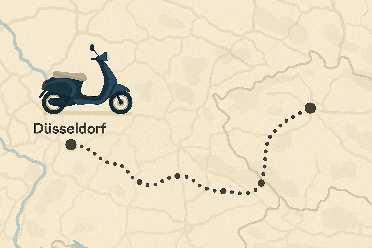 Wie lange dauert die Reise mit dem E-Roller von Düsseldorf nach Prag?